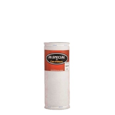 Filtro cylindrical branco com etiqueta vermelha e preta para ar ou líquidos