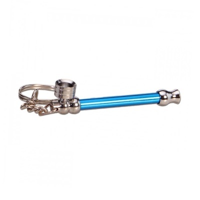 Chaveiro com cachimbo metálico azul e prateado