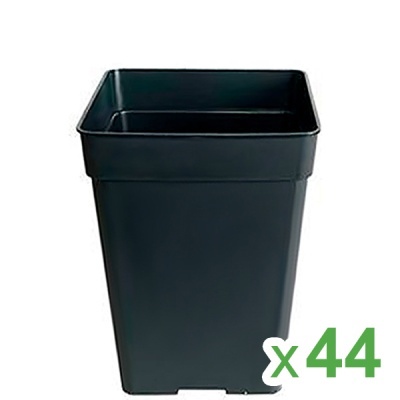 Vaso plástico quadrado preto para plantas, quantidade 44