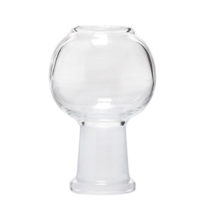 Vaso ou suporte de vidro transparente cilíndrico com parte superior esférica