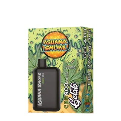 Dispositivo e embalagem de vaporizador Iguana Smoke com temática verde e texto visível