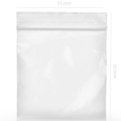 Saco plástico transparente com fecho de pressão 55x55 mm