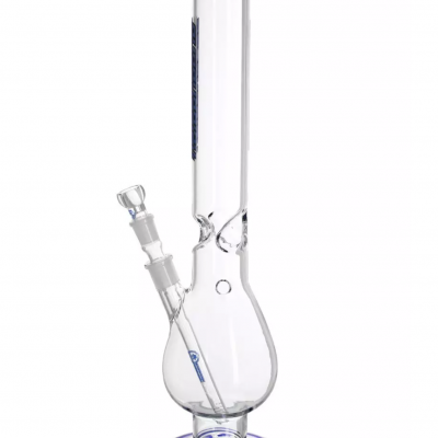 Bong de vidro transparente com detalhes azuis