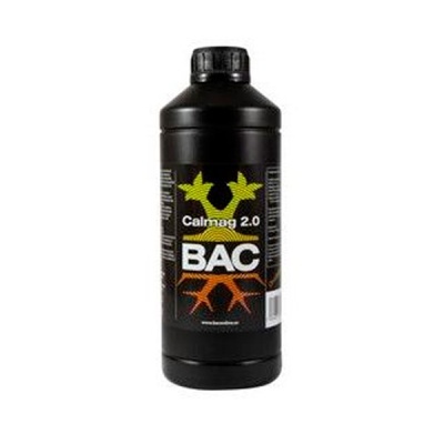 frasco preto de Calmag 2.0 BAC com rótulo colorido