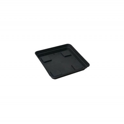 Bandeja quadrada preta de plástico com quatro apoios interiores