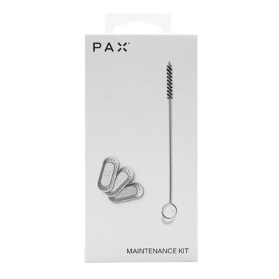 Kit de manutenção PAX embalagem branca com peças metálicas e escova de limpeza