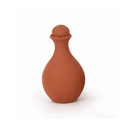 Garrafão de cerâmica terracota com tampa redonda