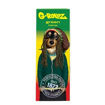 Embalagem de papel de seda G-ROLLZ green hemp com imagem de cão com dreadlocks
