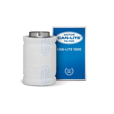 Filtro cilíndrico branco ao lado de caixa azul COM TEXTOS ACTIVE CAN-LITE FILTER CAN-LITE 1000.