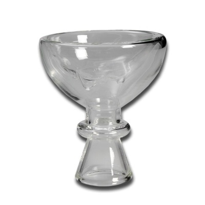 Taça de vidro transparente com base cónica robusta