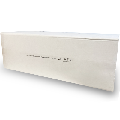Embalagem branca de cartão com texto preto SONODUCT CLIVEX