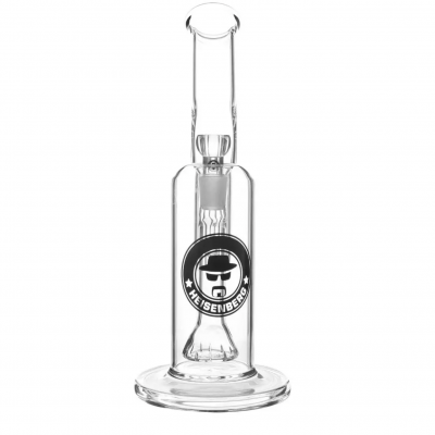 Bong de vidro transparente com logotipo preto e branco HEISENBERG
