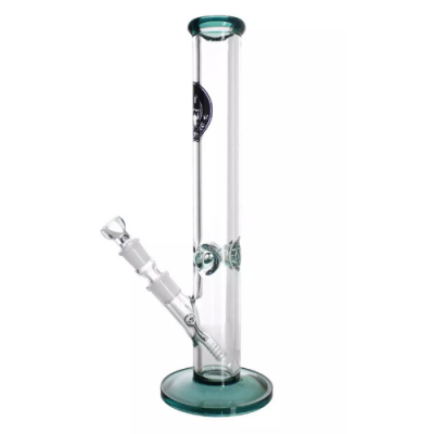 Bong de vidro transparente com base e boca verde