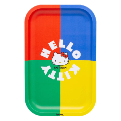 Tabuleiro colorido com Hello Kitty e texto HELLO KITTY AMSTERDAM