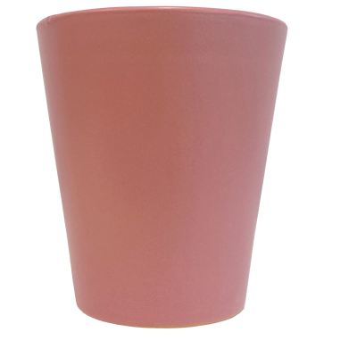 Vaso de cerâmica rosa antigo liso e cónico