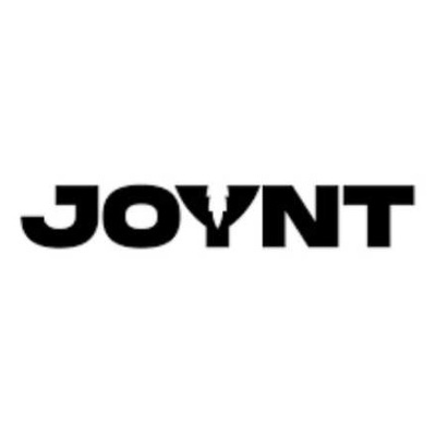 Logótipo preto da palavra JOYNT com linha vertical estilizada no centro