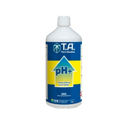 Frasco branco com rótulo azul e amarelo para ajuste de pH.