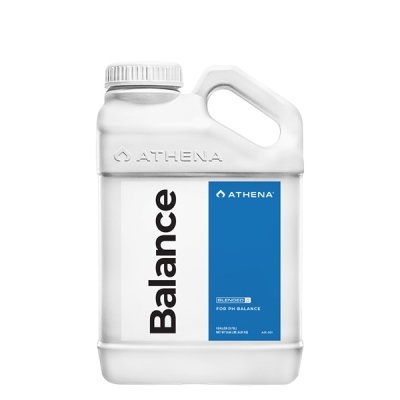 Recipiente plástico branco com rótulo azul e branco ATHENA Balance para equilíbrio de pH