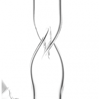 Peça tubular de vidro transparente com torção e encaixe cónico