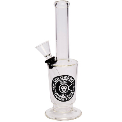 Bong de vidro transparente com adesivo preto e branco COLORADO Stoner Tools