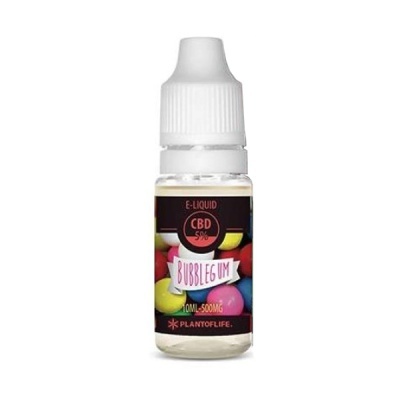 frasco de e-líquido CBD sabor bubblegum com tampa branca