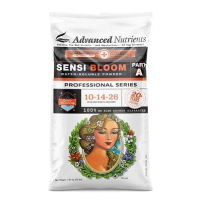 Embalagem de adubo em pó solúvel Sensi Bloom Part A Advanced Nutrients com ilustração floral