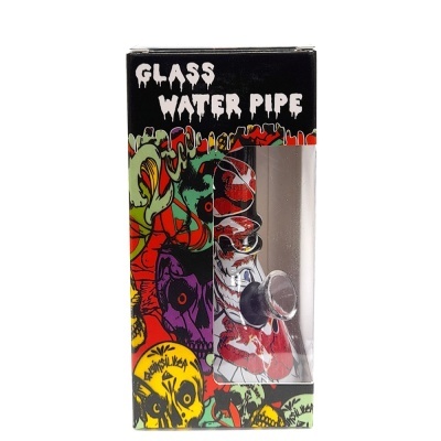 Caixa de cachimbo de água de vidro com design de caveira e ilustrações coloridas