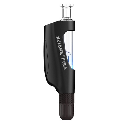 Vaporizador portátil XMAX FYRA preto com vidro transparente e tampa texturizada