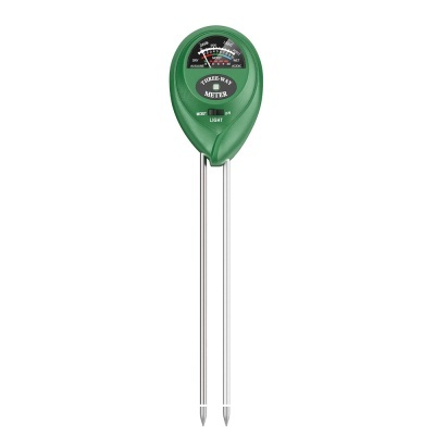 Medidor de solo verde com pinos metálicos e visor colorido