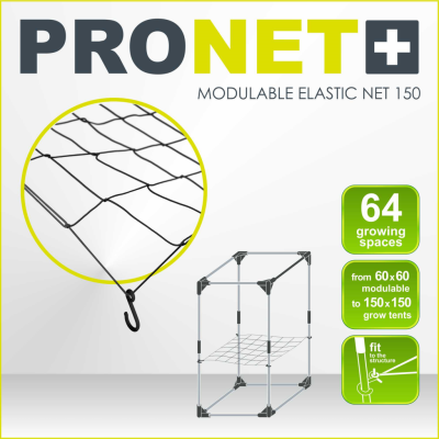 Rede elástica modular preta PRO NET+ com ganchos