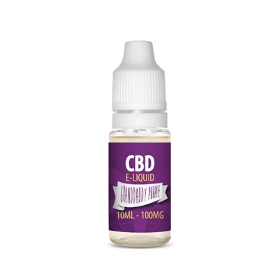 Frasco de CBD E-liquid Grandaddy Purple 10ml 100mg com rótulo roxo