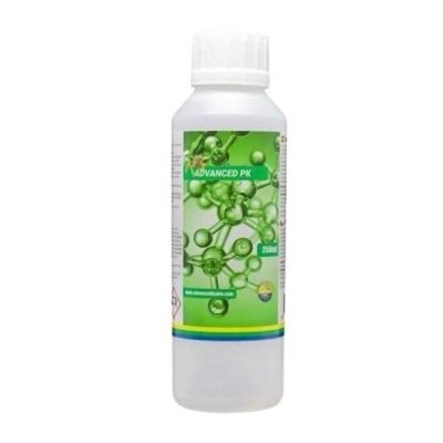 Frasco branco com etiqueta verde e texto ADVANCED PK 250ml