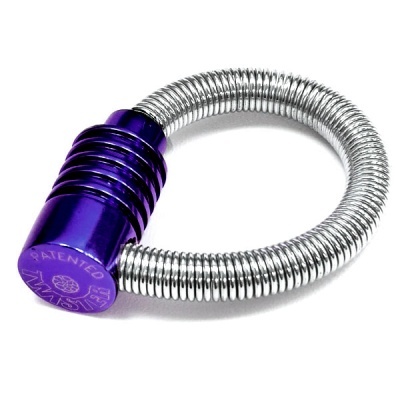 Mola metálica circular com peça roxa gravada PATENTED TWISTY