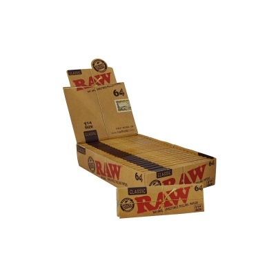 Caixa aberta com maços de papéis RAW Classic 1 1/4 Size