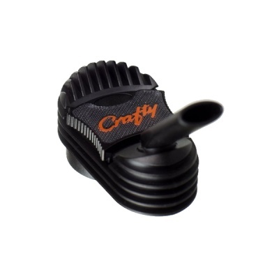 Dispositivo preto com faixa cinza e texto laranja Crafty