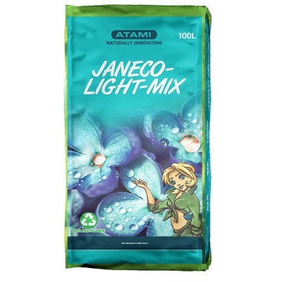 Saco de mistura leve para substrato JANeco-Light-Mix azul e verde com flores e personagem feminina