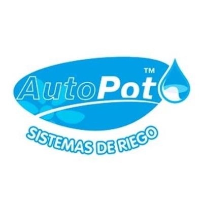 Logótipo AutoPot em azul com gota de água
