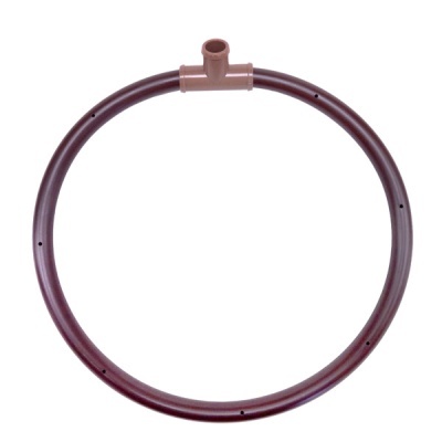 Anel circular de plástico castanho escuro com encaixe castanho claro e pequenos furos