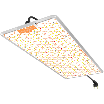 Painel de luz LED retangular branco com LEDs e padrão hexagonal laranja