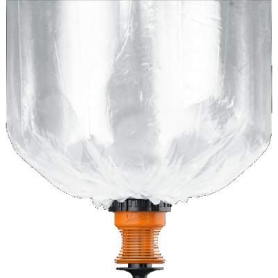 Sistema de limpeza com saco plástico transparente e peça laranja Volcano