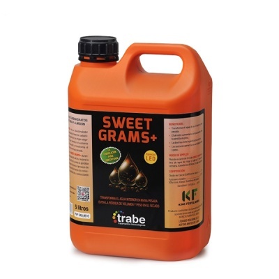 Recipiente laranja 5 litros SWEET GRAMS+ com rótulo preto e texto laranja