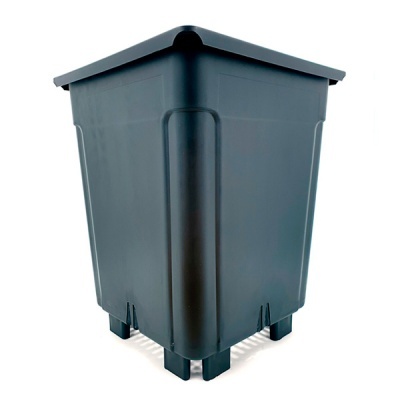 Contentor de lixo cinza escuro com tampa e pés