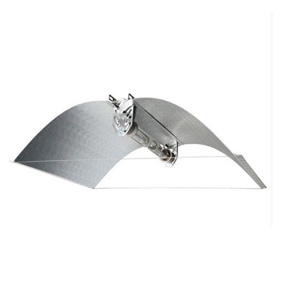 Refletor de iluminação para cultivo indoor em metal prateado com lâmpada central