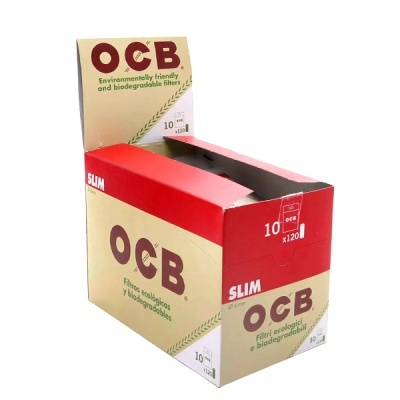 Caixa de filtros OCB slim ecológicos biodegradáveis em castanho claro e vermelho