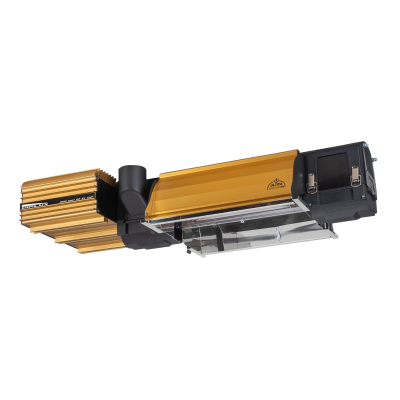 Dispositivo industrial amarelo e preto com componente VICTOR visível