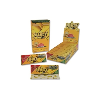 Papel de seda amarelo JUICY JAY'S BANANA com embalagem e caixa expositor