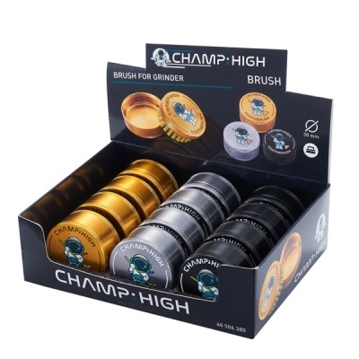 Escovas para moinho douradas e prateadas CHAMP HIGH em expositores pretos