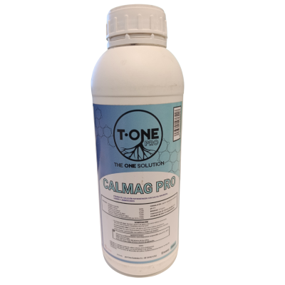 Frasco branco com etiqueta azul e branca do produto CALMAG PRO T-ONE PRO
