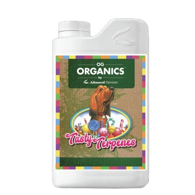 Frasco branco com etiqueta colorida contendo texto e imagem de cão e doces
