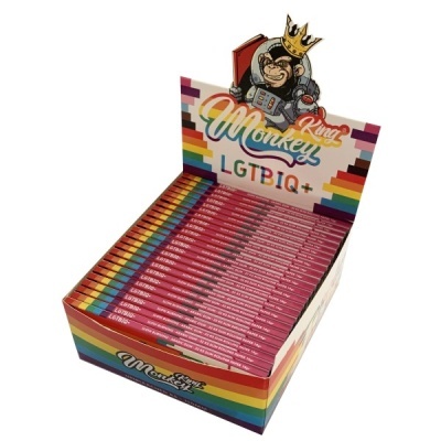 Caixa colorida King Monkey LGTBIQ+ com 25 pacotes de papel de enrolar rosa